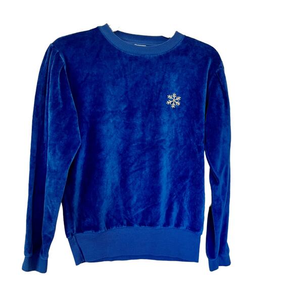 Picnik Other - Picnik girls designer blue velour puff sleeve sweatshirt